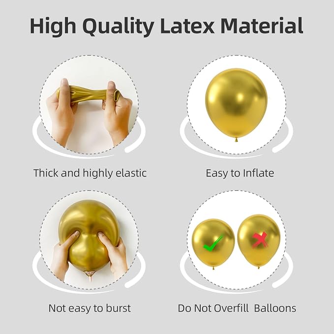 135pcs Metallic Gold Balloons Arch Kit Different Sizes of 18 12 10 5 Inch Gold - Image 3