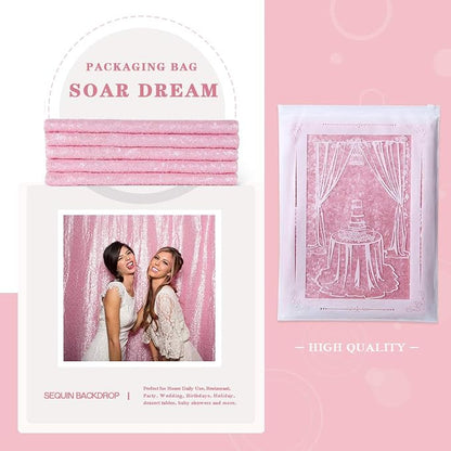Pink Sequin Backdrop Curtains-4 Panels 2FTx8FT Pink Backdrop - Image 7