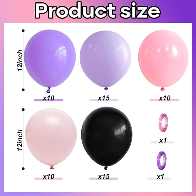 Pink Purple Black Balloons - Image 2