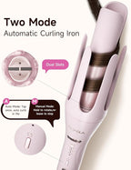 3 in 1 Automatic Curling Iron with Interchangeable 1'' Barrel, Hair Crimper, Straightening Brush, Rotating Ceramic Curling Iron with 3 Temp, 2-Way Rotation, 10S Fast Heating, Dual Voltage