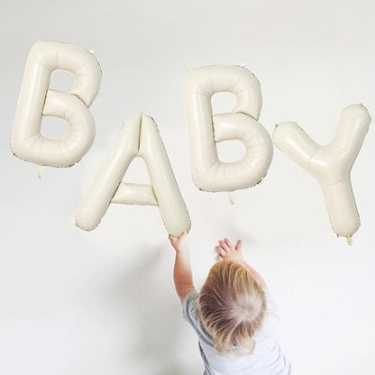 40 Inch Beige BABY Balloon for Baby Shower, Large Cream White Baby Foil - Image 6
