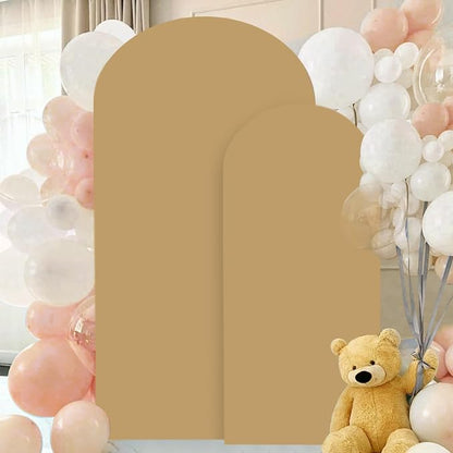 FANPROMS Khaki Arch Cover Set of 2 Arch Backdrop Stand Cover 6FT 7.2FT Spandex - Image 5