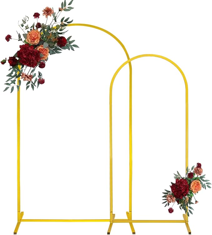 Gold Metal Arch Backdrop Stand 2 Set 7.2FT, 6.6FT Wedding Arch Stand Arched by JALANCY