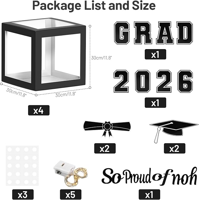 2026 Graduation Party Decorations, HYMENEX 4 PCS Graduation Boxes - Image 2