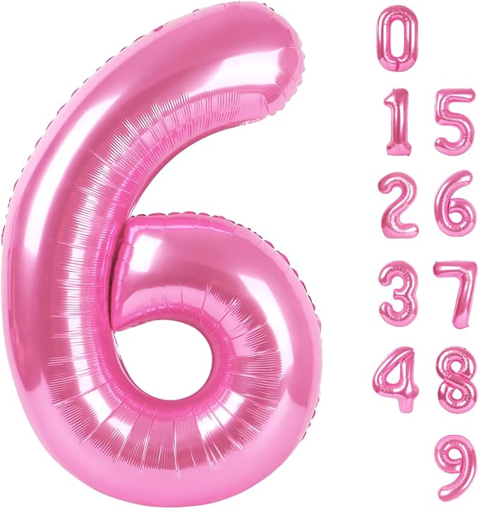 6 Balloon Number 40 Inch Pink Balloons by Mluchee
