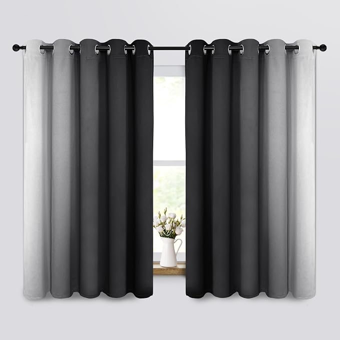 Yakamok Ombre Curtains Black and Greyish White - Image 2