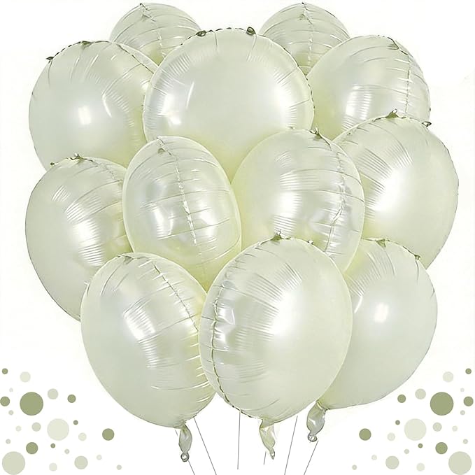 TONIFUL 30Pcs 18 Inch Round Balloons Large Cream White Round Shape Foil by TONIFUL