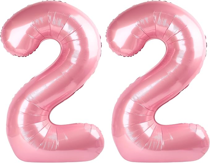 22 Balloon - Pastel Pink Birthday Number Balloons, 40 Inch Decorations | Pastel by ALPHADELTAPI