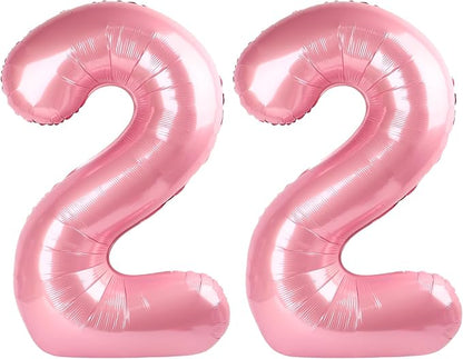 22 Balloon - Pastel Pink Birthday Number Balloons, 40 Inch Decorations | Pastel by ALPHADELTAPI