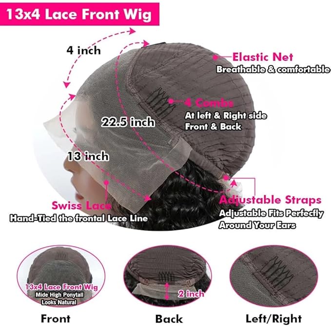 Ombre Brown Lace Front Wigs Human Hair Pre Plucked Curly Wave Brazilian Virgin Hair 13X4 HD Transparent Lace Frontal Wigs with Baby Hair 180% Density 24 Inch
