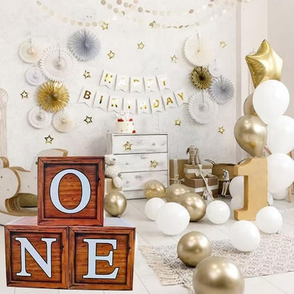 One Boxes for 1st Birthday Wood Grain, One Balloon Box, Baby Girl 1 Year Old - Image 2