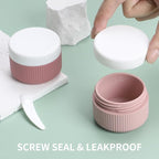ME.FAN Travel Containers for Toiletries, TSA Approved 1.5 oz Silicone Cream Jars, Leak-proof Journey Containers, Trip Accessories with Lid for Cosmetic Face Hand 4 Pack White Lid - Pink