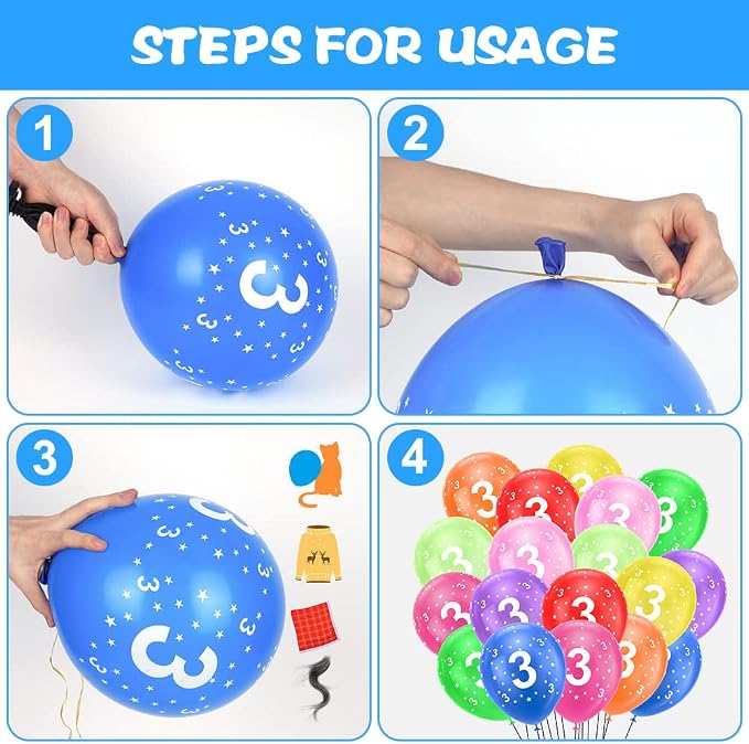 Ainiv 3rd Birthday Balloons 18PCS, 12inch Numbers Printed Latex Party Balloons - Image 3