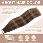 Dark Brown to Chestnut Brown Tape in Hair Extensions Human Hair,14 Inch Human Hair Tape in Extensions 20Pcs Tape Ins Human Hair Extensions for Women Seamless Tape in Hair Extensions Real Human Hair