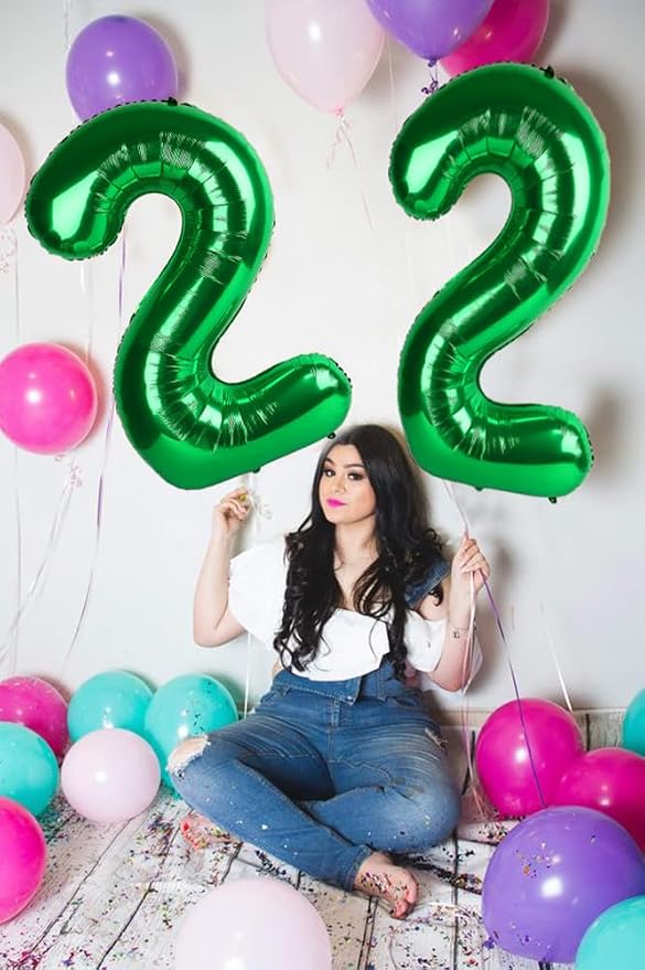 Number Balloons Dark Green 22 Balloon 40 inch - Image 3