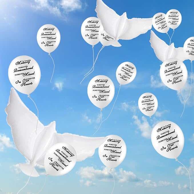 Dove Memorial Balloons to Release in Sky, Biodegradable Funeral Balloons - Image 4