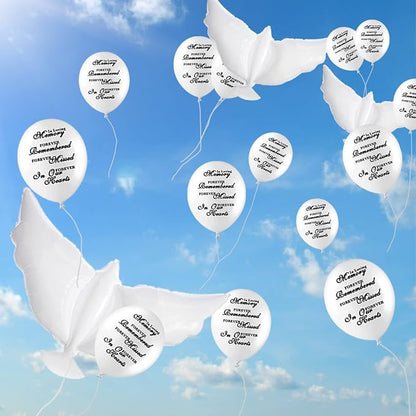 Dove Memorial Balloons to Release in Sky, Biodegradable Funeral Balloons - Image 4