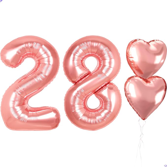 Rose Gold 28th Birthday Decorations, 40 inch Large 28 Balloon Numbers by Unknown