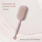 Self-Cleaning Air Cushion Comb – with Portable Travel Design, Features retractable, easy to clean, Ergonomic Pull Ring air cushion massage comb, for Detangling Thick/Curly Hair, Gift for Women (Pink)