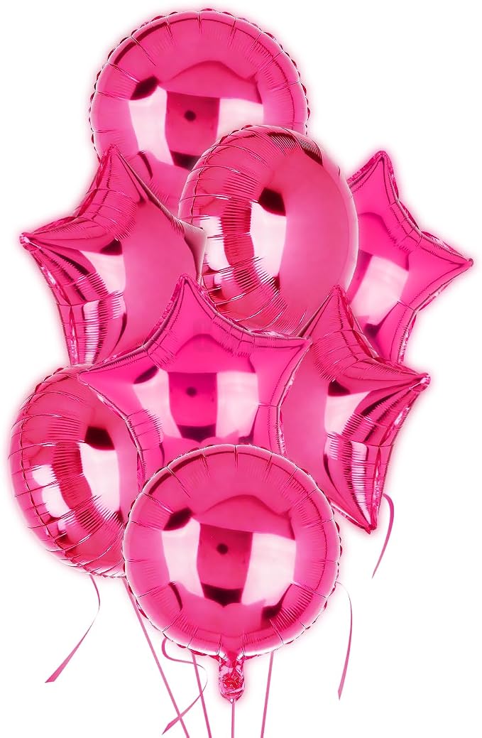 Hot Pink Round Balloons Star Balloon Let's Go Girls Pink Themed Party 10Pcs | by GGDE