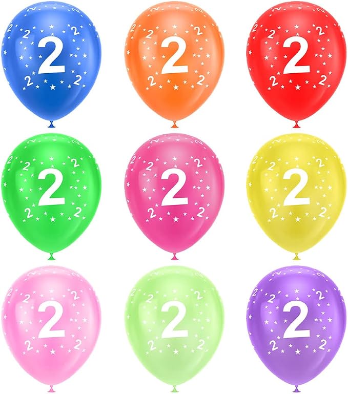 Ainiv 2nd Birthday Balloons 18PCS, 12inch Numbers Printed Latex Balloons | 2nd - Image 8