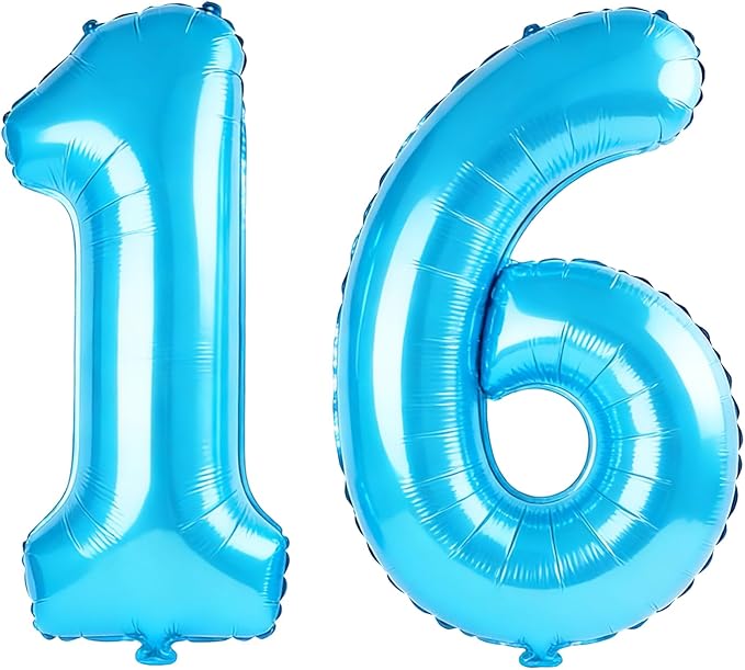 40 Inch Number 16 Balloons for 16th Birthday Party Decorations, 0-100 Jewelry by FOBELEC