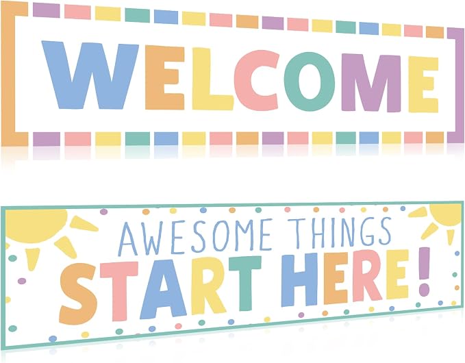 Classroom Decorations Pastel Welcome Banner Poster by Qyeahkj