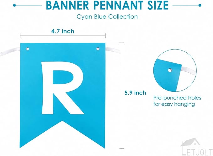 Letjolt Mint Blue Happy Birthday Banner Party Signs 13 Pcs | Supplies - Image 5