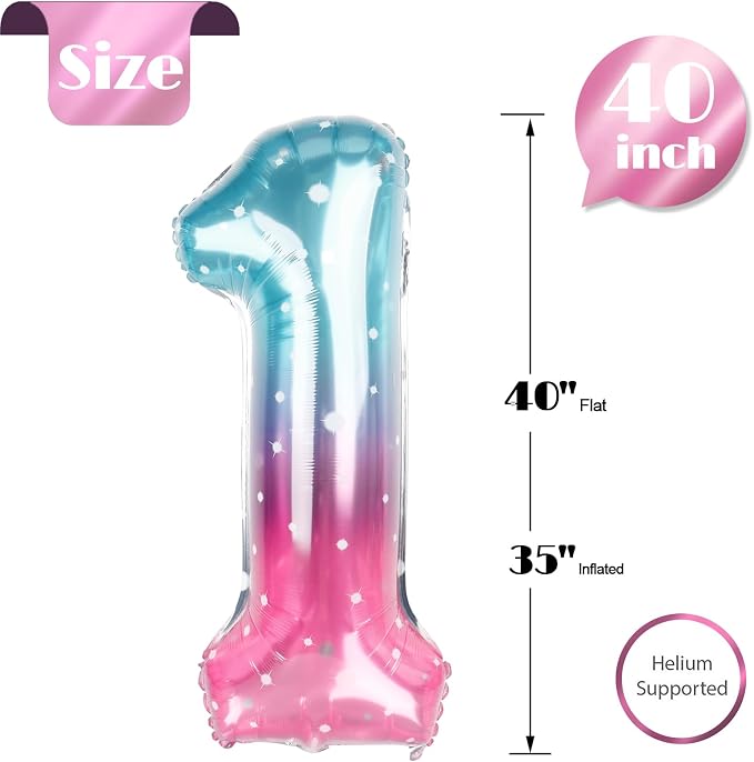 Starry Sky Number 1 Balloon 40 Inch, 1st Birthday Decorations Men Women | Foil - Image 5
