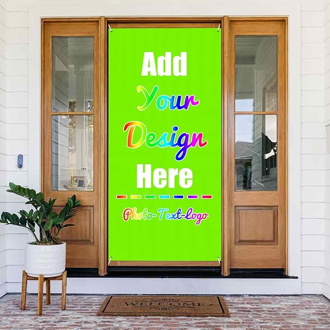 Custom Door Cover Banner, LawnGreen | Decoration Banner Background Sign by ZOLRITH