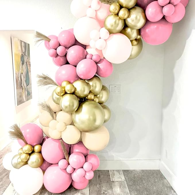 Blush Pink Neutral Gold Balloon Arch Kit - Image 3