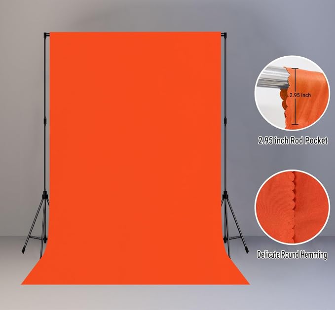 Orange Photography Backdrop for Photoshoot, Fabric 6x9ft | Polyester Studio - Image 2
