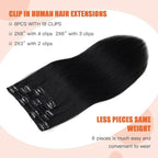 XDhair Black Clip In Hair Extensions Human Hair120g 20 Inch 6Pcs Clip in Hair Extensions Straight Natural Hair (#1,20Inch)