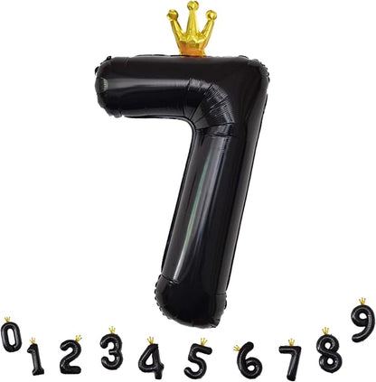 Black Crown Number 7 Balloon, 40 Inch Number 0-9 Set - Image 9