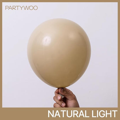 PartyWoo Light Brown Balloons 100pcs Nude Neutral Boho Tan Fall Color | 12 Inch - Image 3