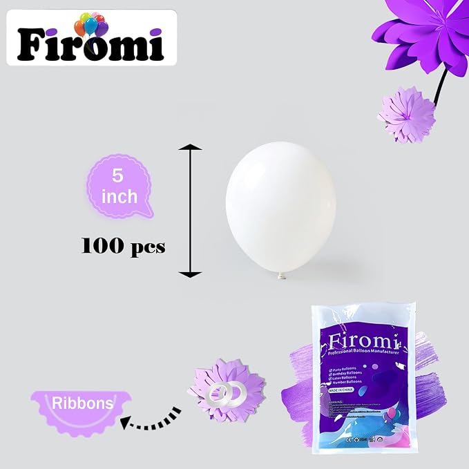 Firomi Small White Balloons 5inch 100 Pack Thicken Latex | Premium, Round after - Image 2
