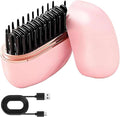 Mini Hair Straightener, Rechargeable Portable Hair Straightener Brush, Fast Heating Hot Comb 3-Speed Temperature Control with Anti Scald Shell for Home Travel