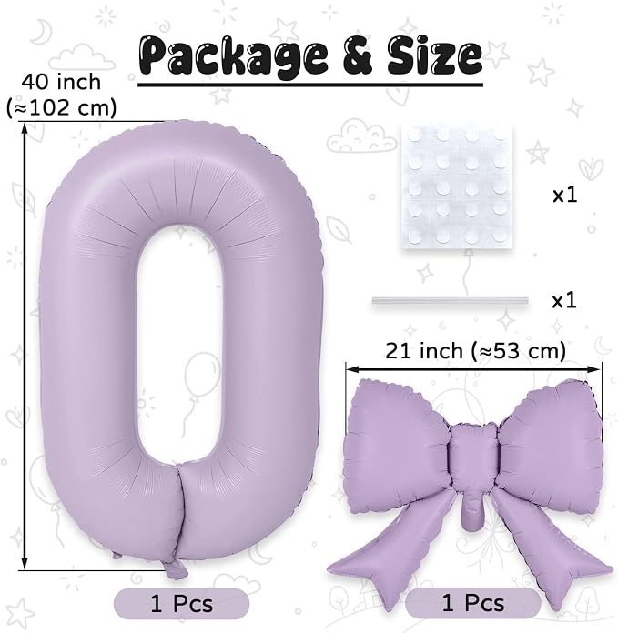 40 Inch Light Purple Number Balloons 0-9 - Image 2