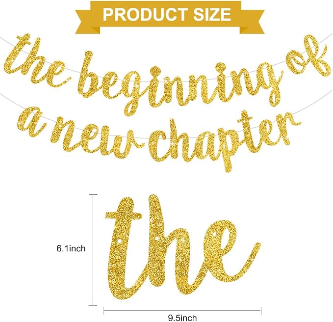 BEISHIDA Gold Pre-Strung Glitter The Beginning of A New Chapter Banner | - Image 3