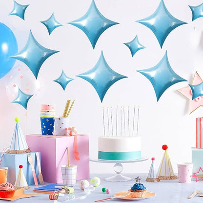 TONIFUL 30 Pcs Four Pointed Star Balloon 26In&10In Light Blue Foil Balloon | - Image 5
