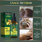 Vedora Ginger Oil for Hair Growth - Biotin Hair Growth Serum, 100% Pure Natural Ginger Essential Oil - Promotes Stronger, Thicker, Longer Hair in Women & Men - 3.0 Fl Oz / 90ML (3pc+Roller)