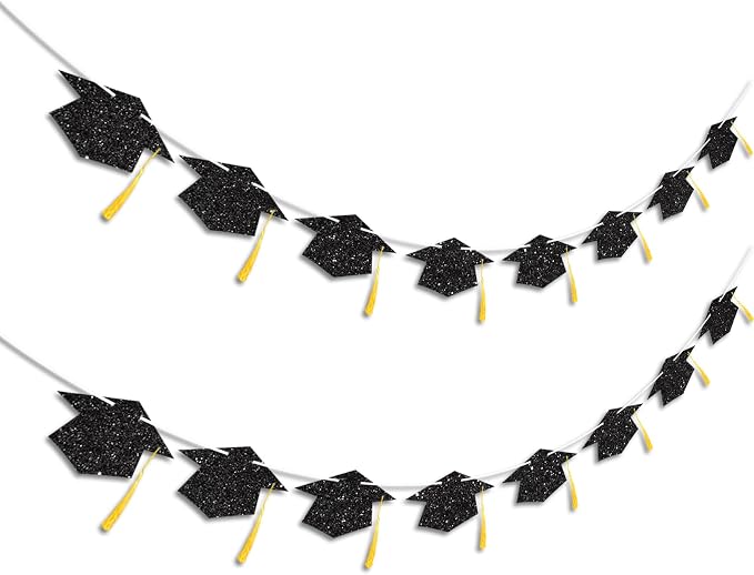 Graduation Decorations Class of 2026 Black Graduation Cap Banner - Image 2