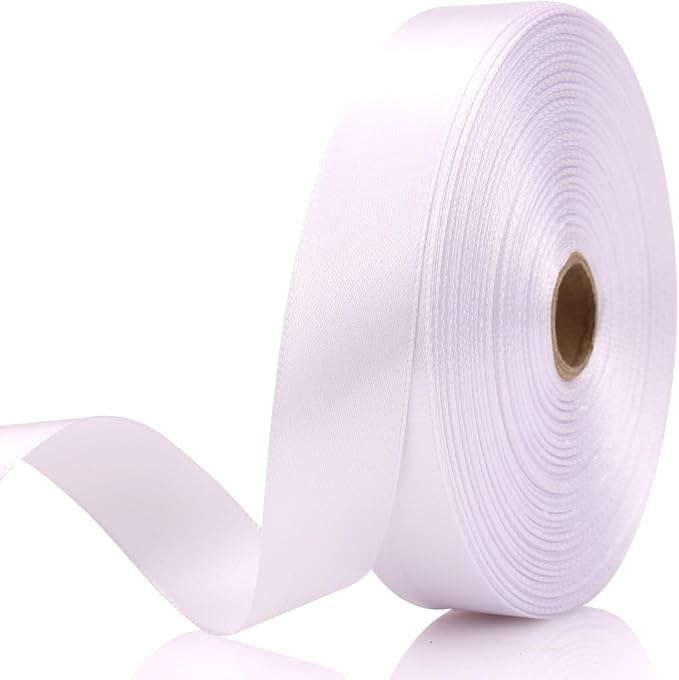 7/8 Inch 60 Yards White Satin Craft Ribbon-Single Face Polyester Ribbon by Unknown