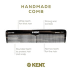 Kent 16T Black Graphite Fine and Wide Tooth for Daily Grooming, Handmade Styling Comb for All Hair Types, Wet or Dry Hair Detangling Comb for Men and Women, Saw Cut Hand Polished, Made in England