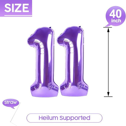 11 Balloon - Purple Birthday Number Balloons, 40 Inch Decorations Men Women | - Image 5