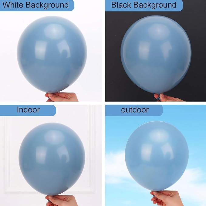 RUBFAC Dusty Blue Balloons Different Sizes Neutral Party Balloon 154pcs | Slate - Image 3