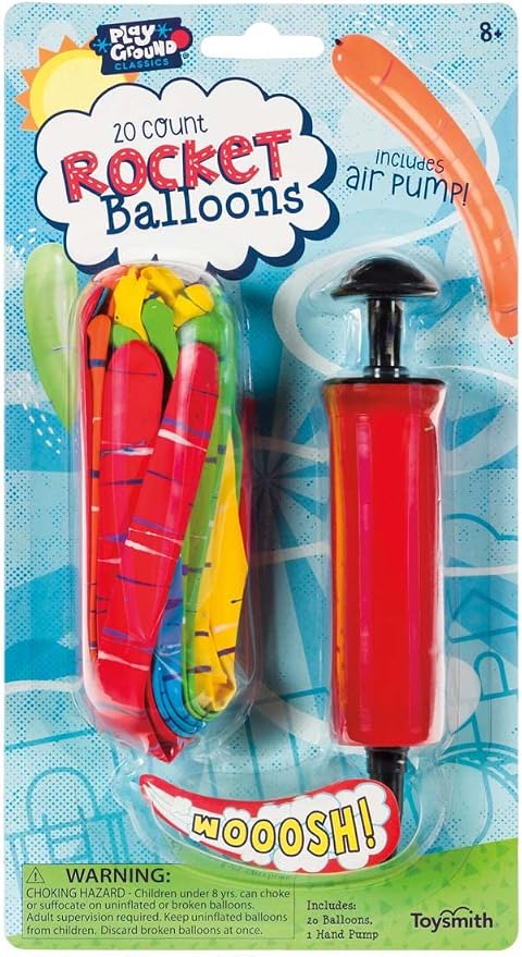 20 Rocket Balloons with Pump, Various Packaging. by ToysmithHome