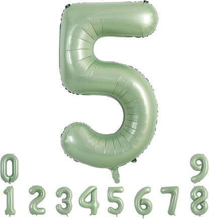 TONIFUL 40 Inch Sage Green Large Number 5 Balloon by TONIFUL
