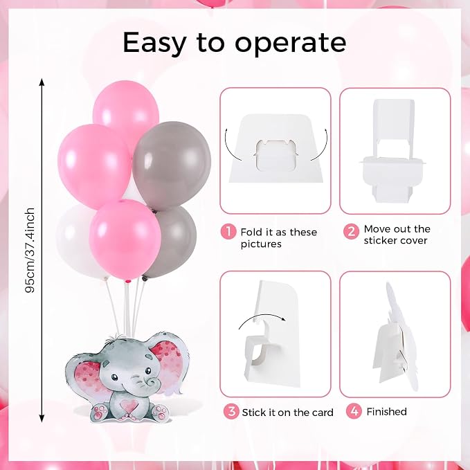 6 Sets Elephant Baby Shower Balloon Stand Kit - Image 5