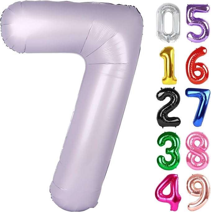 CreamPurple Number 7 Balloon 40 Inch, 7th Birthday Decorations Men Women | Foil by IWERP